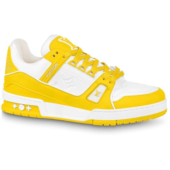 Louis Vuitton Yellow White Empreinte Leather Low Trainer Sneaker UK 9 US 10 11 - Picture 1 of 13